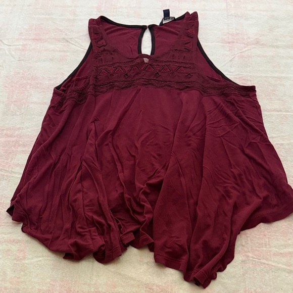 American Eagle Outfitters Tops - American Eagle Outfitters Deep Red Lace Tank Top